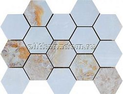 Pamesa Ceramica CR Lux Malla Hex Danae Opalo Голубая Полированная Мозаика 22,5х32,5 см