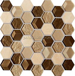 Tubadzin Mozaiki Drops stone brown hex Мозаика 29,8х30 см