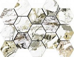 Pamesa Ceramica CR Lux Malla Hex Grotta Oro Микс Полированная Мозаика 22,5х32,5 см